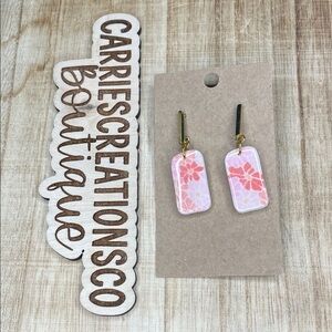Pink Floral Dangle Earrings